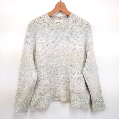 MAISON ANJE メゾン アンジュ セーター ニット 長袖 ローゲージ ポケット付き ライトグレー S/M ◇〇