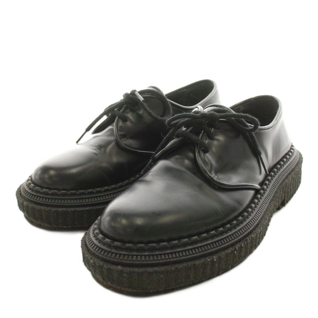 アデュー ADIEV モカシン レザーシューズ 厚底 41 黒 ブラック /AN