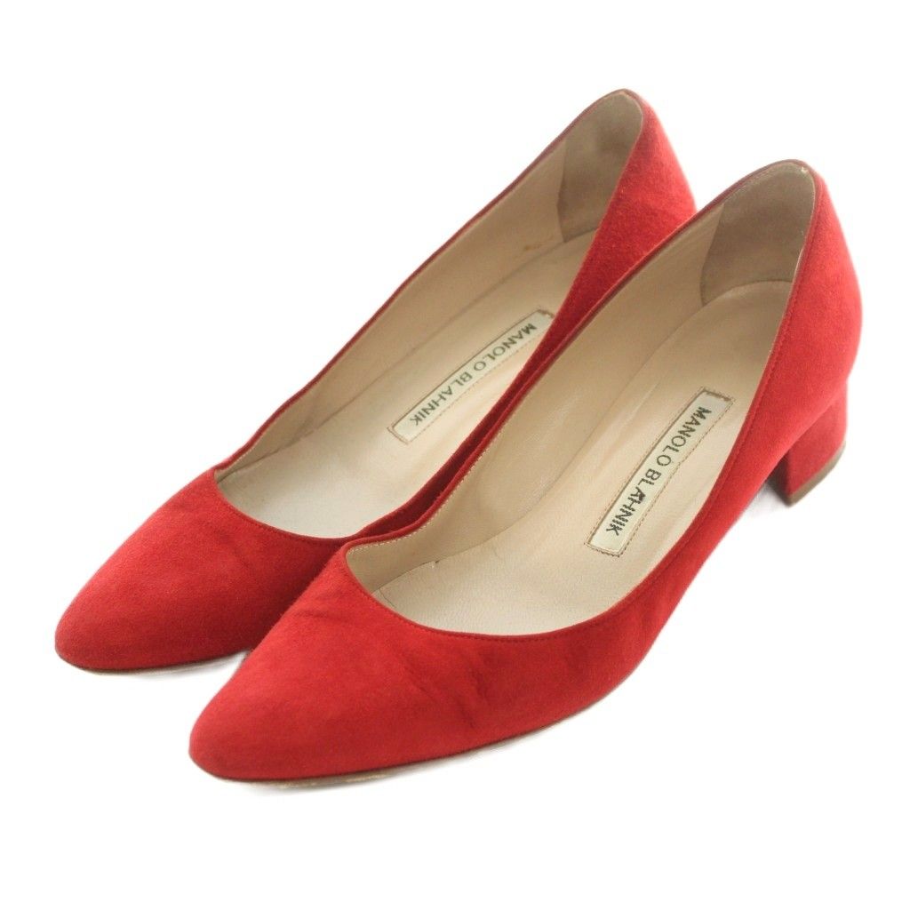 マノロブラニク MANOLO BLAHNIK パンプス チャンキーヒール スエード