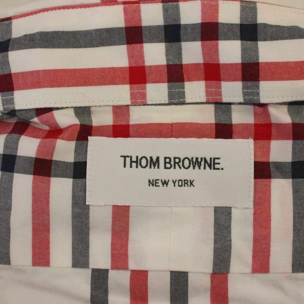 トムブラウン THOM BROWNE シャツ 長袖 ボタンダウン チェック柄 2 赤