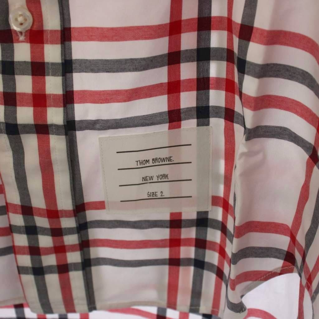 トムブラウン THOM BROWNE シャツ 長袖 ボタンダウン チェック柄 2 赤