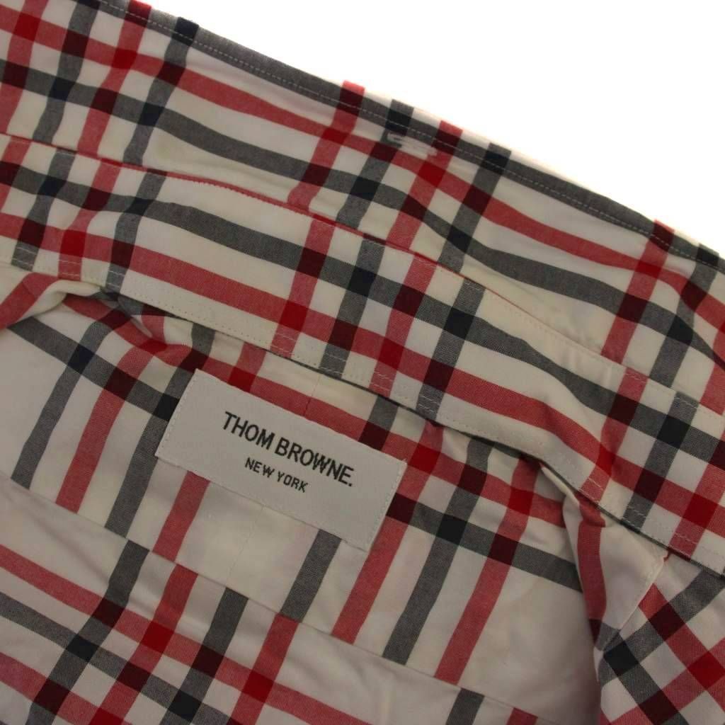 トムブラウン THOM BROWNE シャツ 長袖 ボタンダウン チェック柄 2 赤