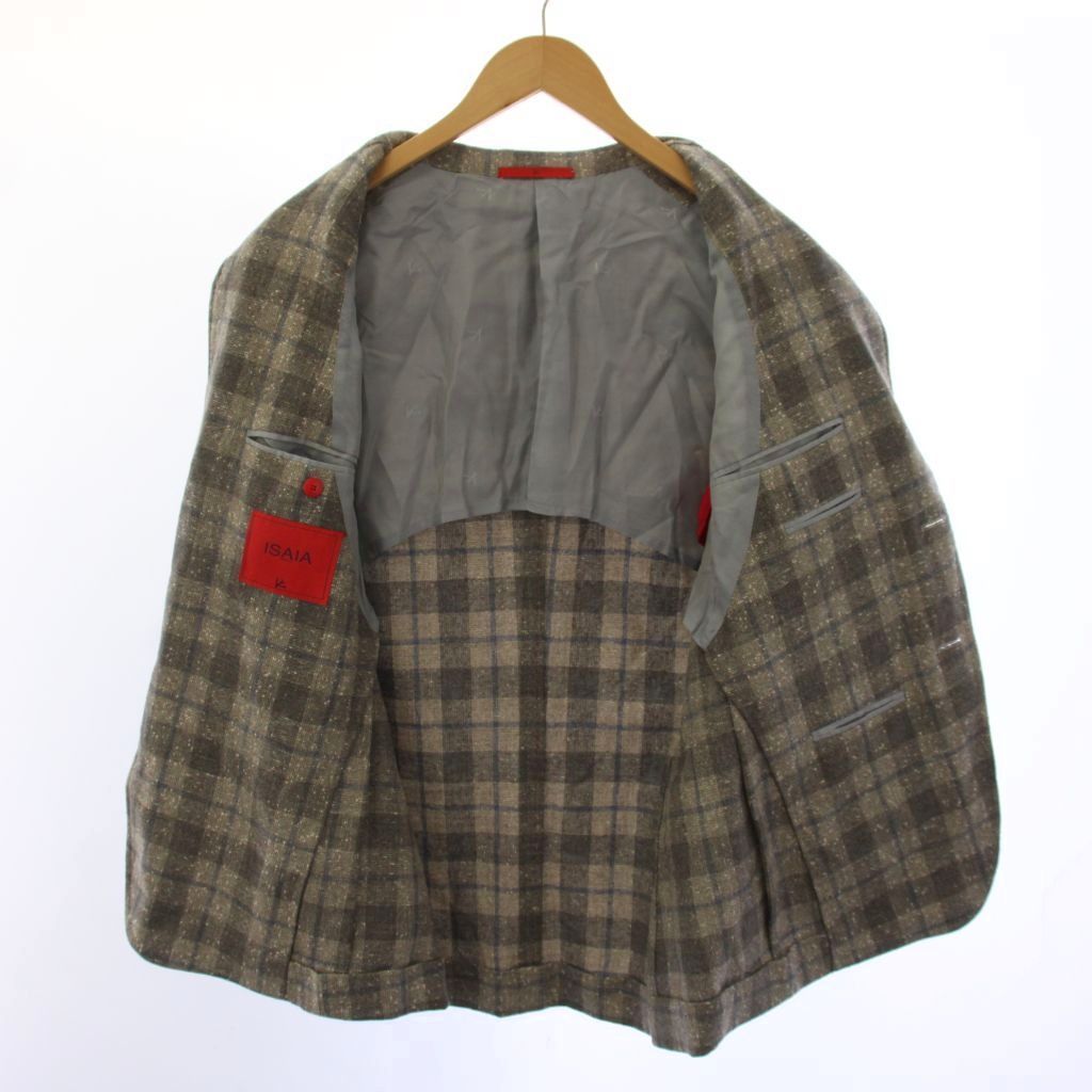 イザイア ISAIA テーラードジャケット チェック柄 ウール シルク