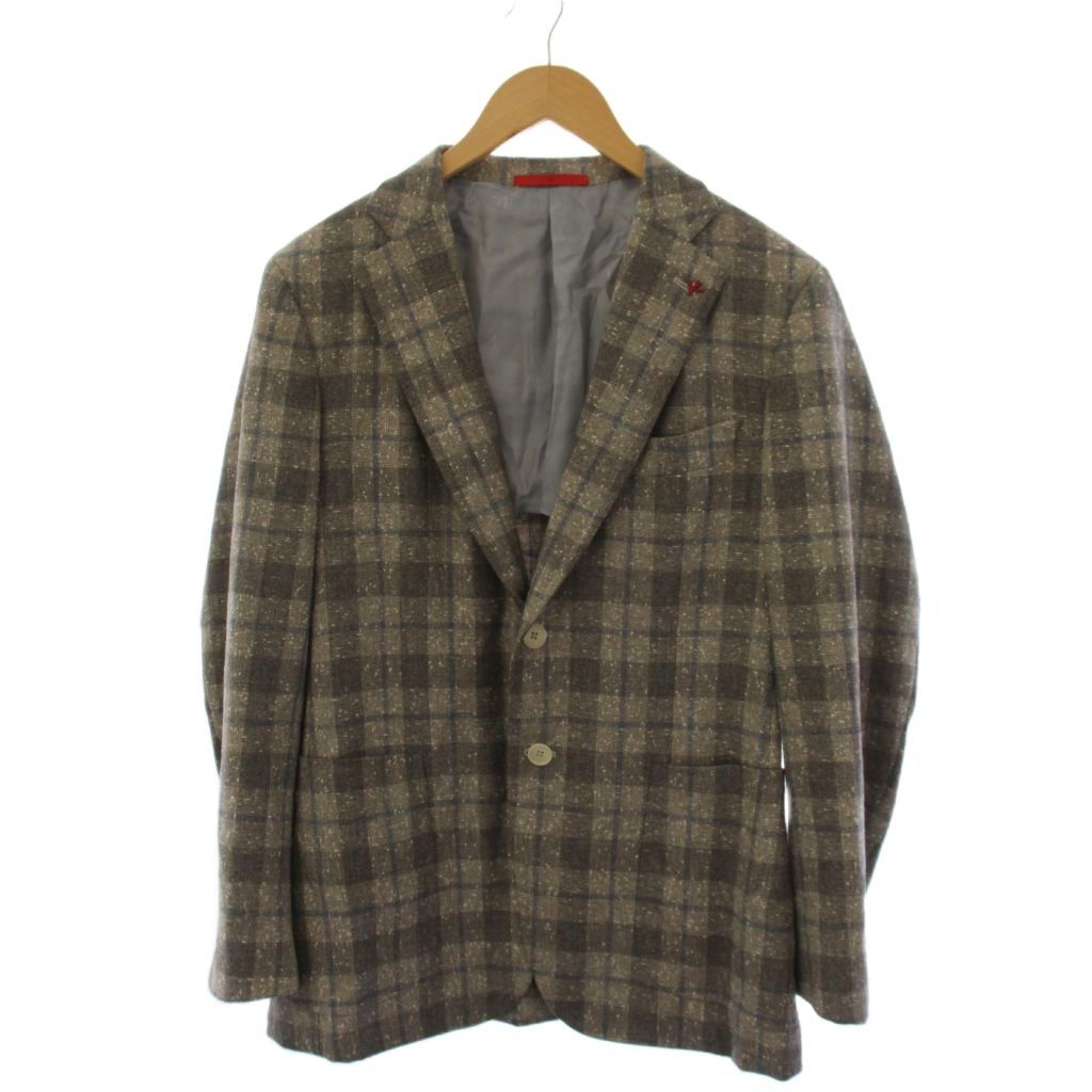 イザイア ISAIA テーラードジャケット チェック柄 ウール シルク