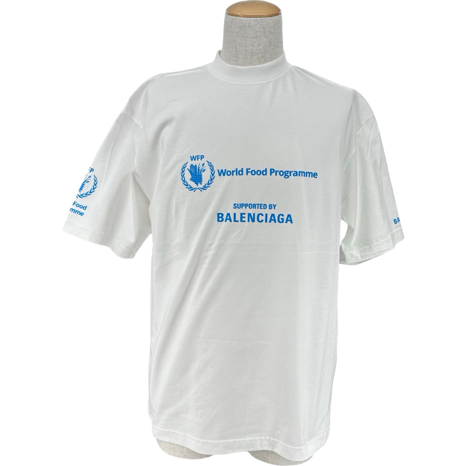 バレンシアガ BALENCIAGA WFPプリント半袖Tシャツ 612966 ホワイト コットン メンズ 半袖Ｔシャツ