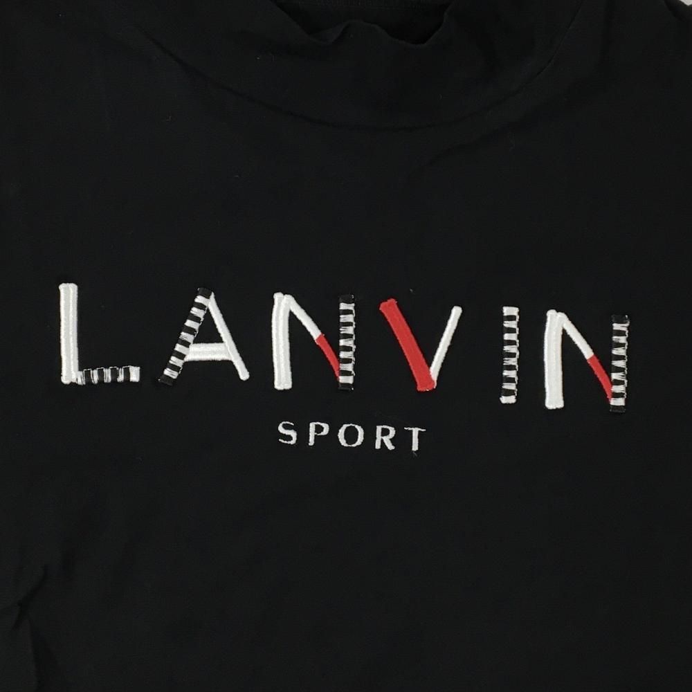 ランバンスポール 半袖ハイネックシャツ 黒×白 ロゴ刺しゅう