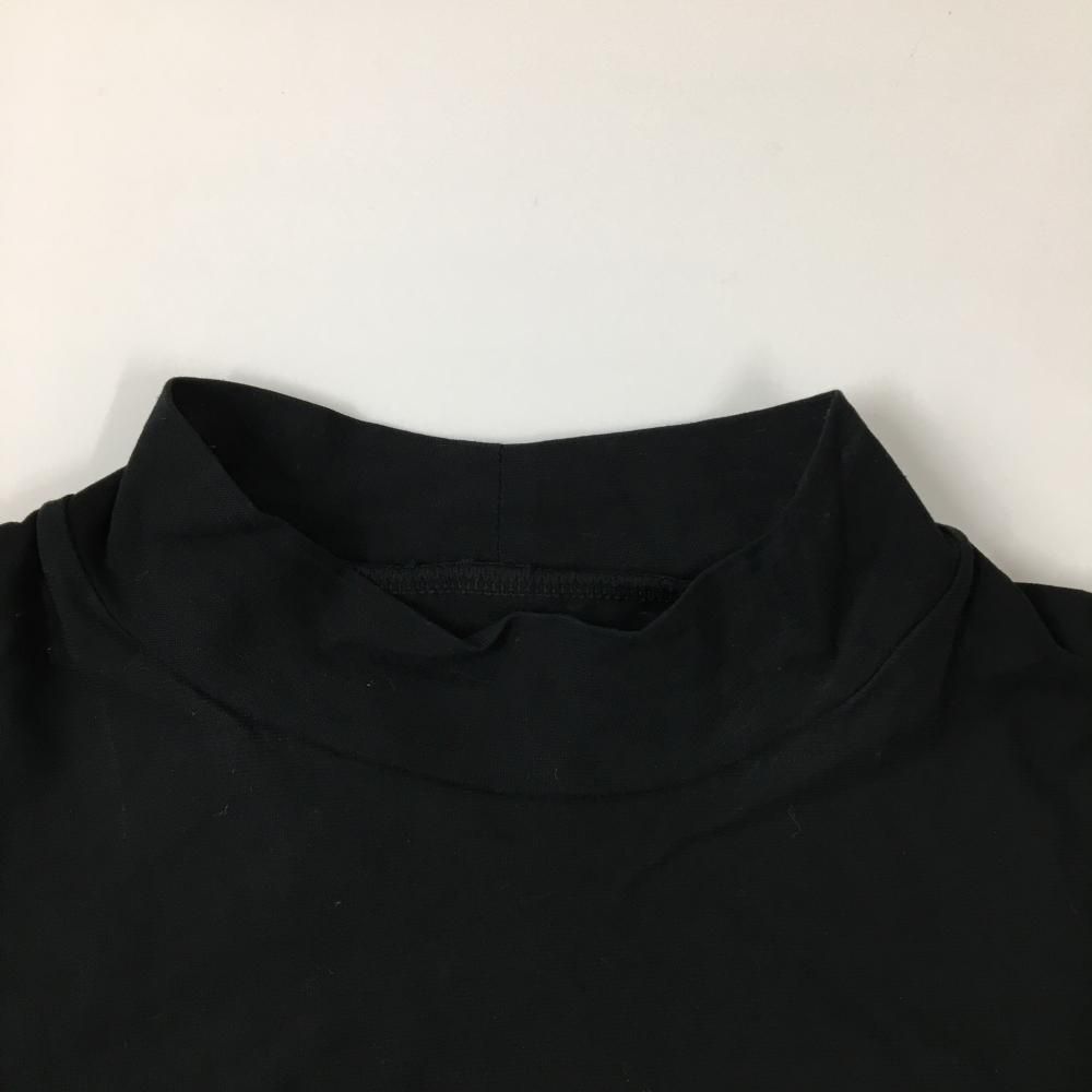 ランバンスポール 半袖ハイネックシャツ 黒×白 ロゴ刺しゅう