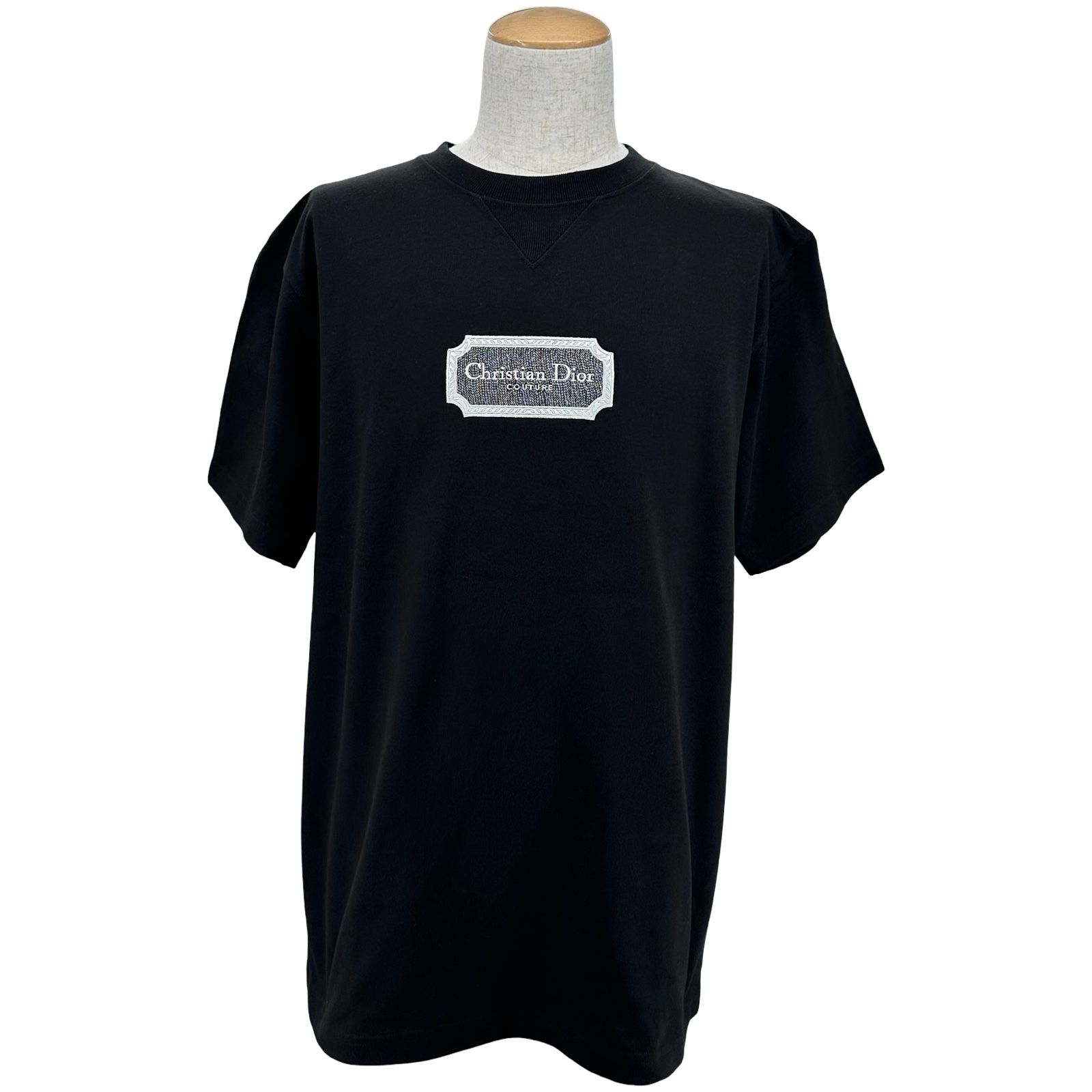 クリスチャン・ディオール Christian Dior ロゴ刺繍半袖Tシャツ 343J696C0554 ブラック コットン メンズ 半袖Ｔシャツ 41,600円