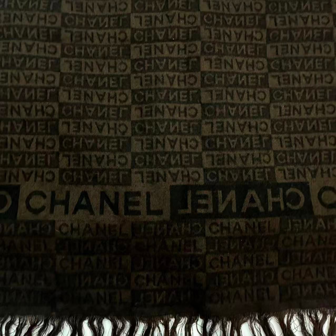 極美品 CHANEL シャネル ストール マフラー ロゴ 総柄 ブラウン - メルカリ