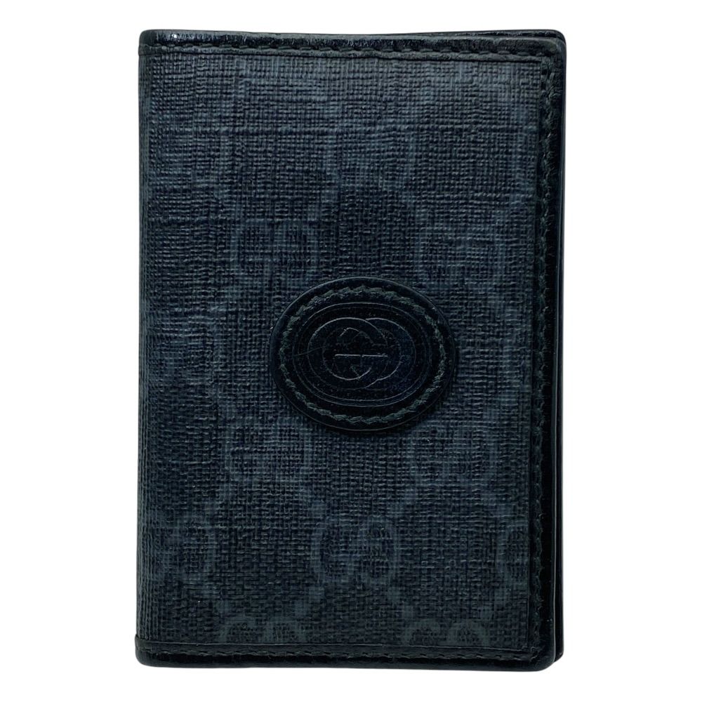 GUCCI グッチ カードケース パスケース 名刺入れ 二つ折り 699267 GGスプリームキャンバス レザー グレー ビジネス 通勤 スリム コンパクト 実用的 定番 人気