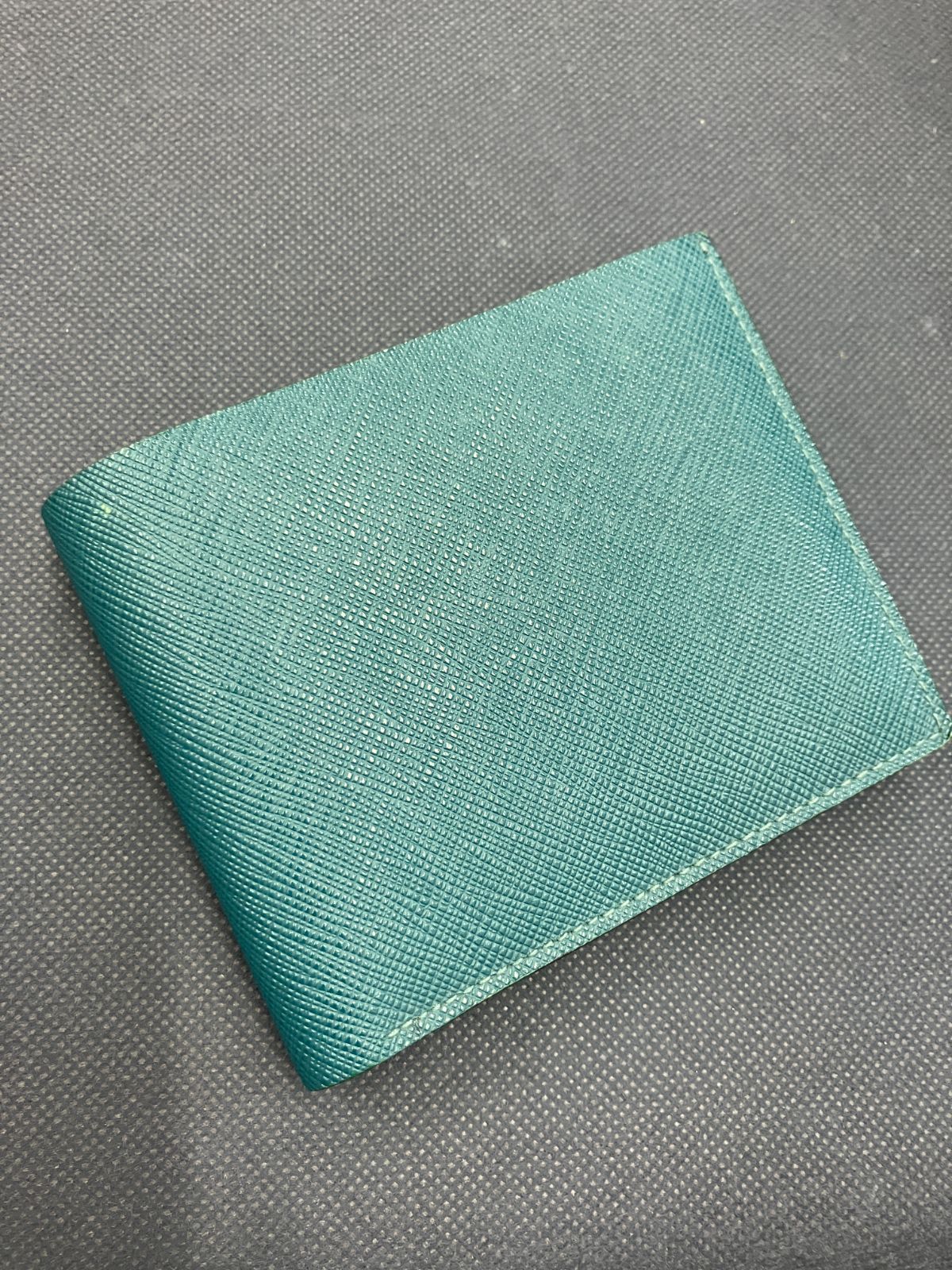 【】PORTER ポーター 二つ折り財布 ブルーグリーン ターコイズ 型押し 現状品