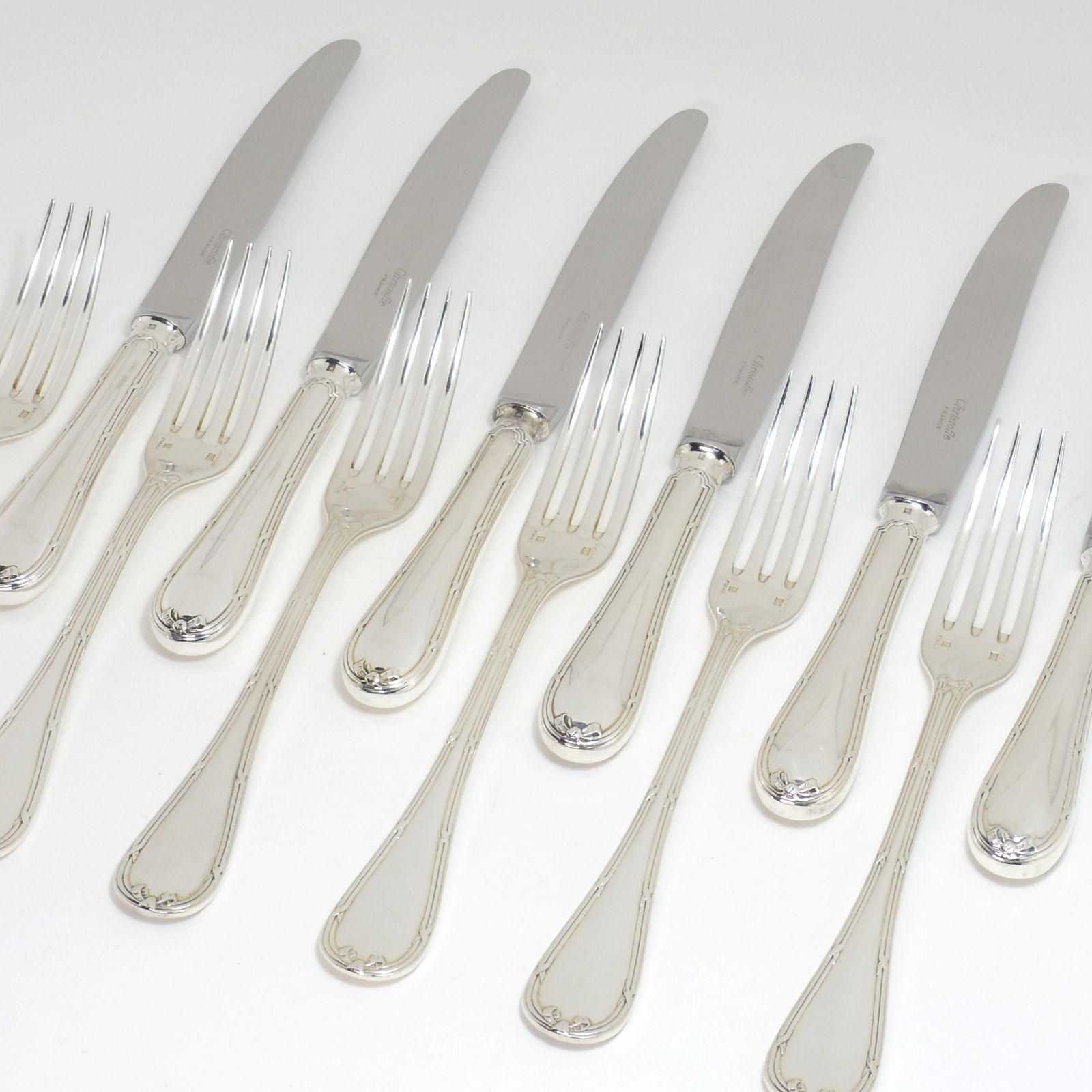 《Christofle クリストフル》　RUBANS リュバン　テーブルフォーク＆ナイフ　6客セット　N-30