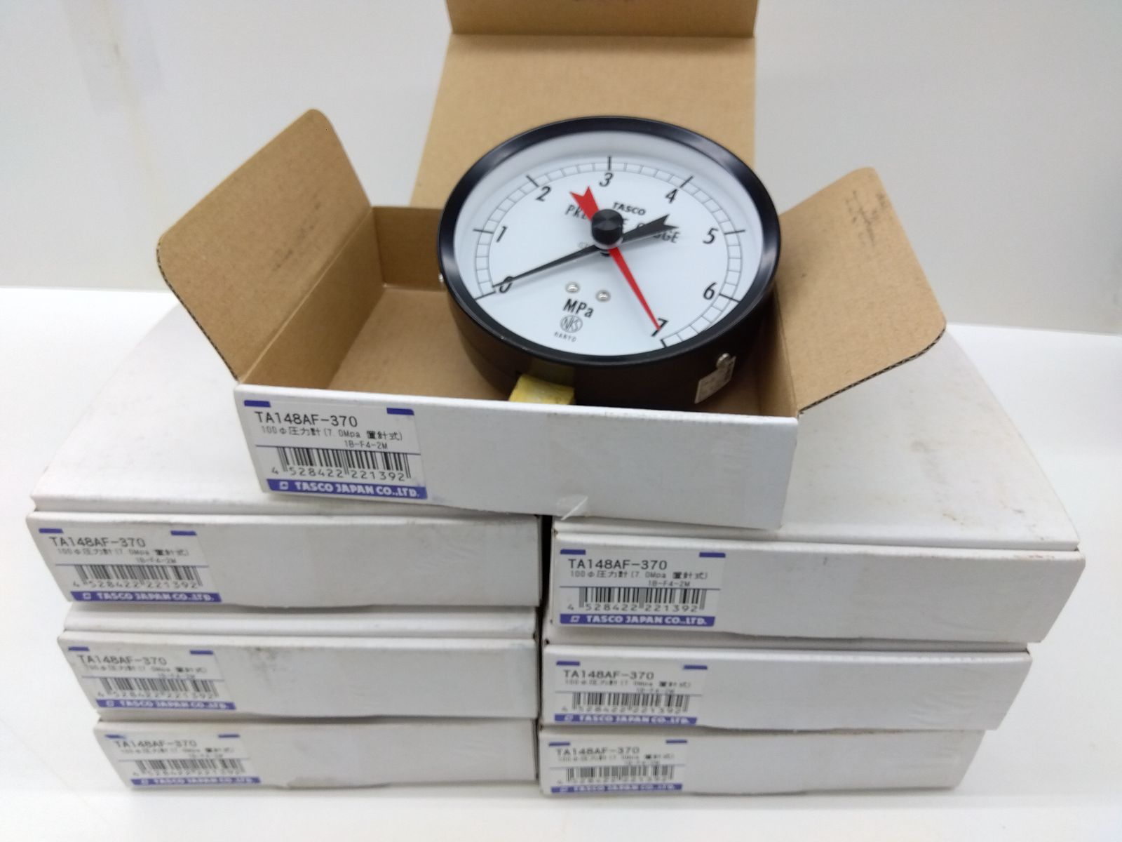 【未使用・現状品】TASCO 圧力計 100Φ　7.0Mpa 置針式　7点セット　B-152