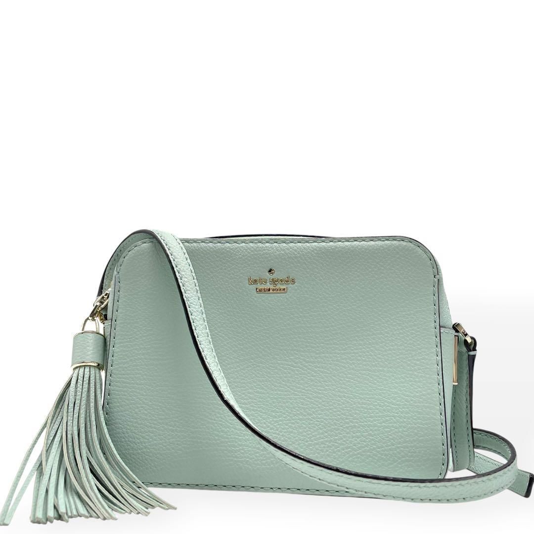 極美品　kate spade ショルダーバッグ　レザー　タッセル　グリーン