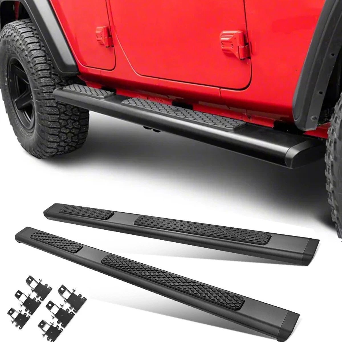 ジープ Jeep ラングラー WRANGLER JK 2007~2018年/JL 4ドア 2018~2026年対応 サイドステッププロテクションバー 2点セット アルミ合金製 車体側面保護 外装アクセント