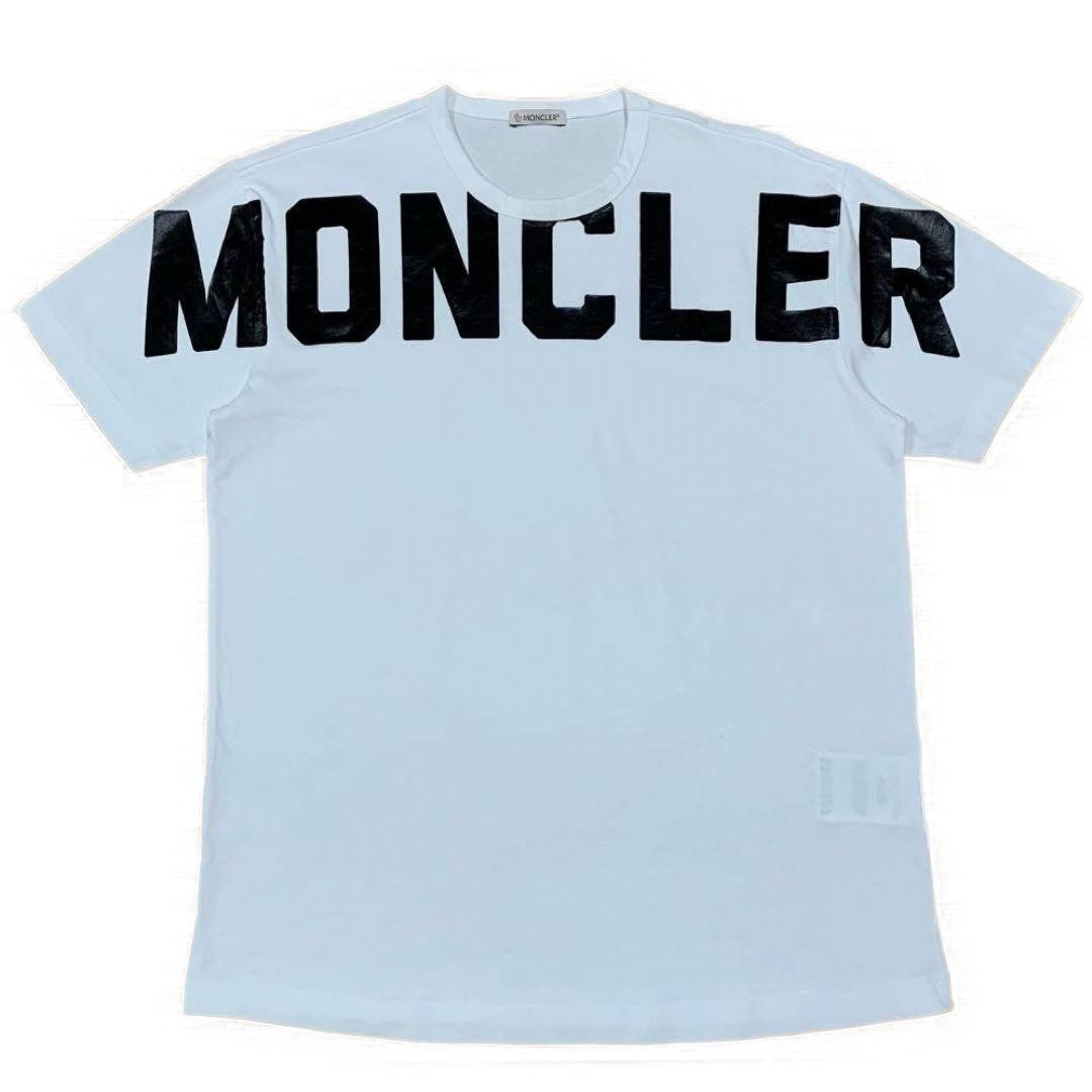 モンクレール　デカロゴ　ホワイト　Tシャツ　M プリント　5S23