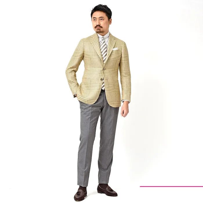 【40%OFF】42サイズ Stile Latino（スティレ ラティーノ） リネン シルク メランジ グレンチェック シングル3Bジャケット 37091000025 新品 アウトレット