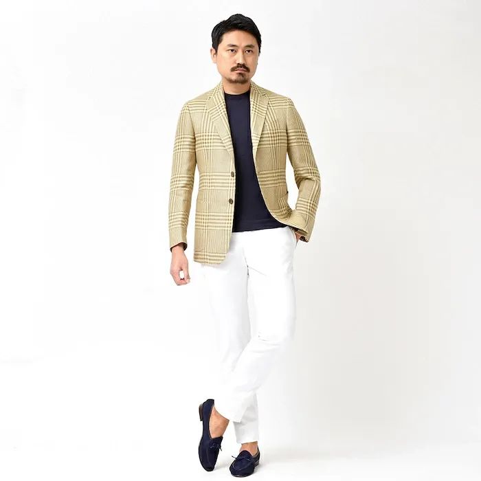 【40%OFF】42サイズ Stile Latino（スティレ ラティーノ） リネン シルク メランジ グレンチェック シングル3Bジャケット 37091000025 新品 アウトレット