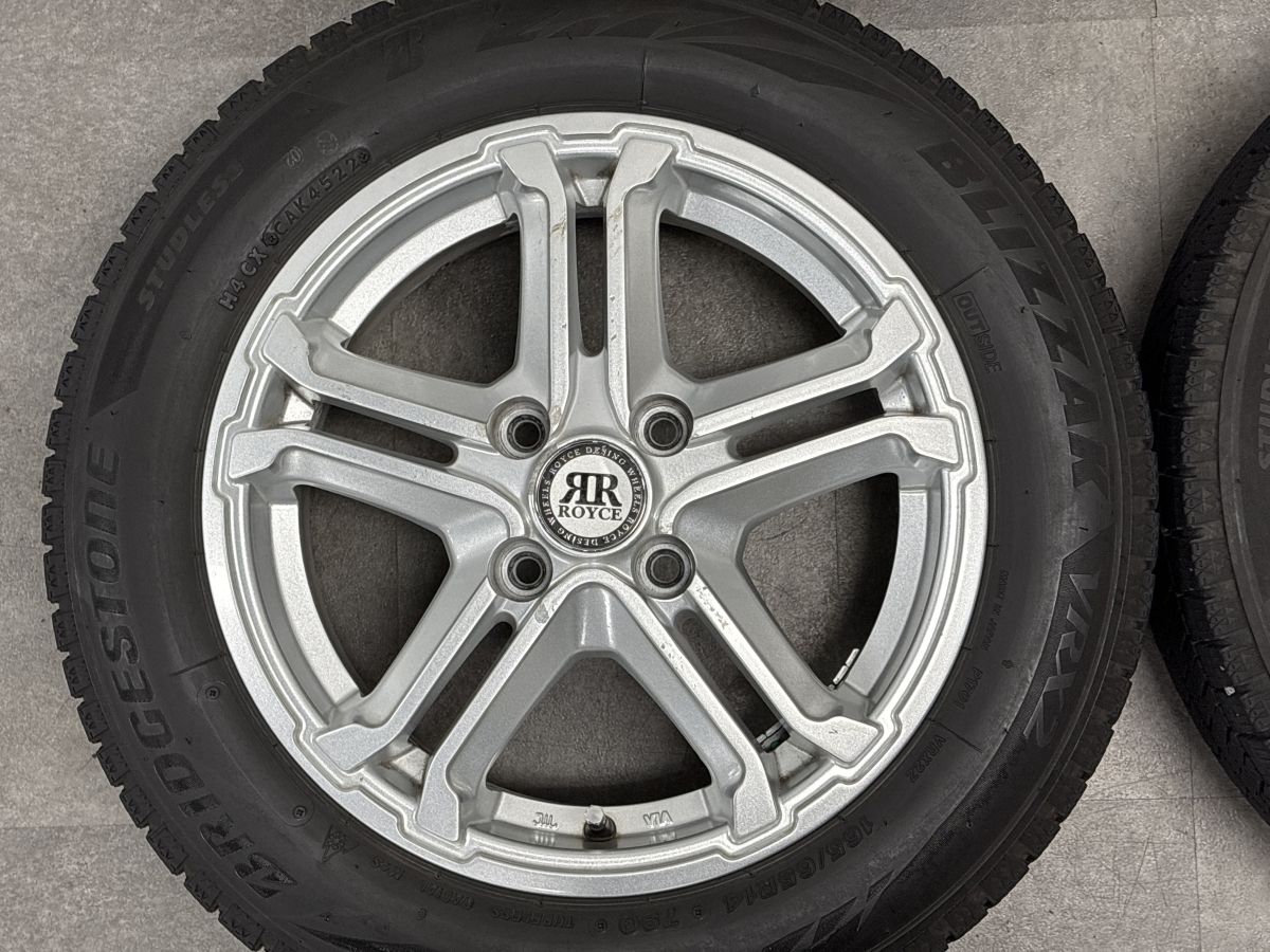 特価品】ROYCE 14in 5.5J +45 PCD100 ブリザックVRX2 165/65R14 パッソ 