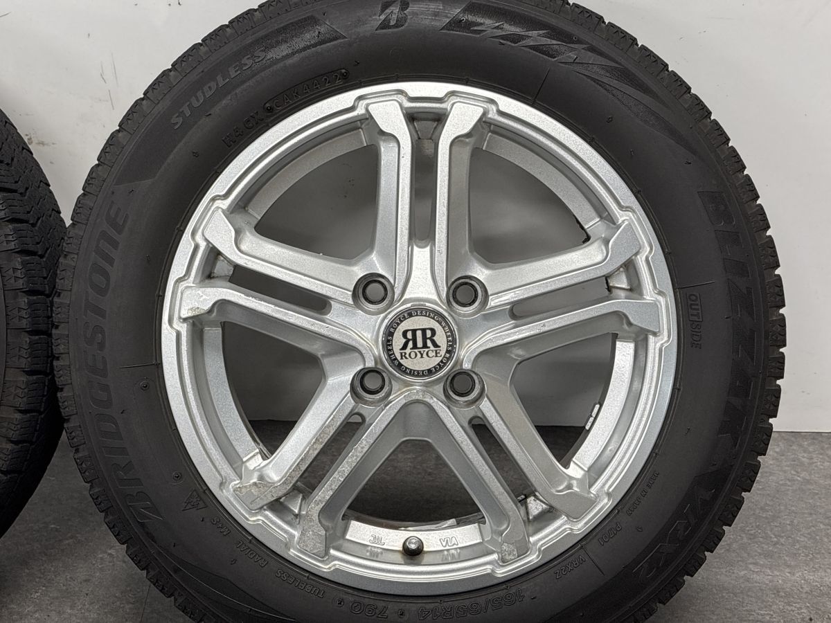特価品】ROYCE 14in 5.5J +45 PCD100 ブリザックVRX2 165/65R14 パッソ 