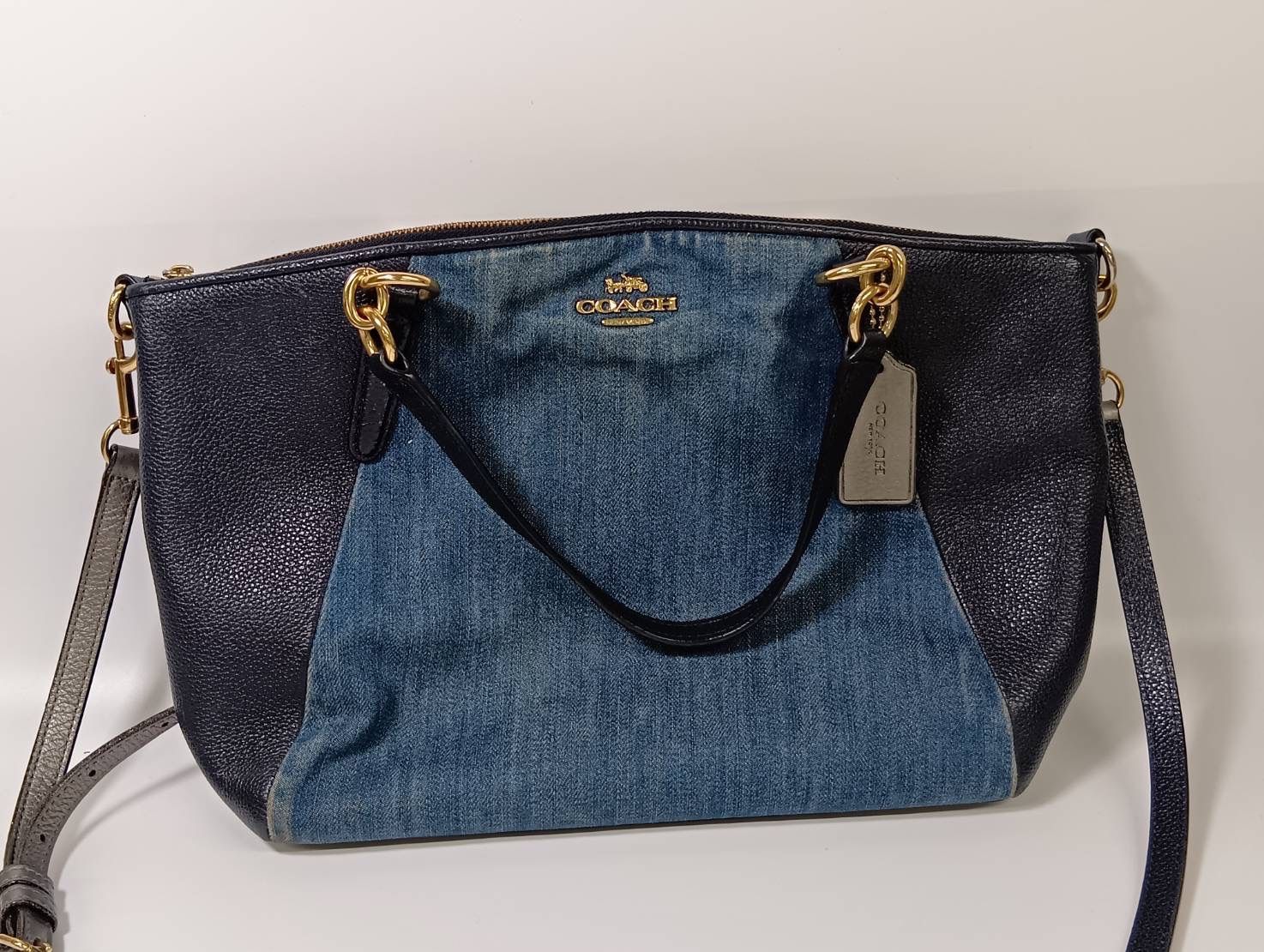 人気モデル]COACH コーチ 2wayショルダーバッグ デニム レザー F26159