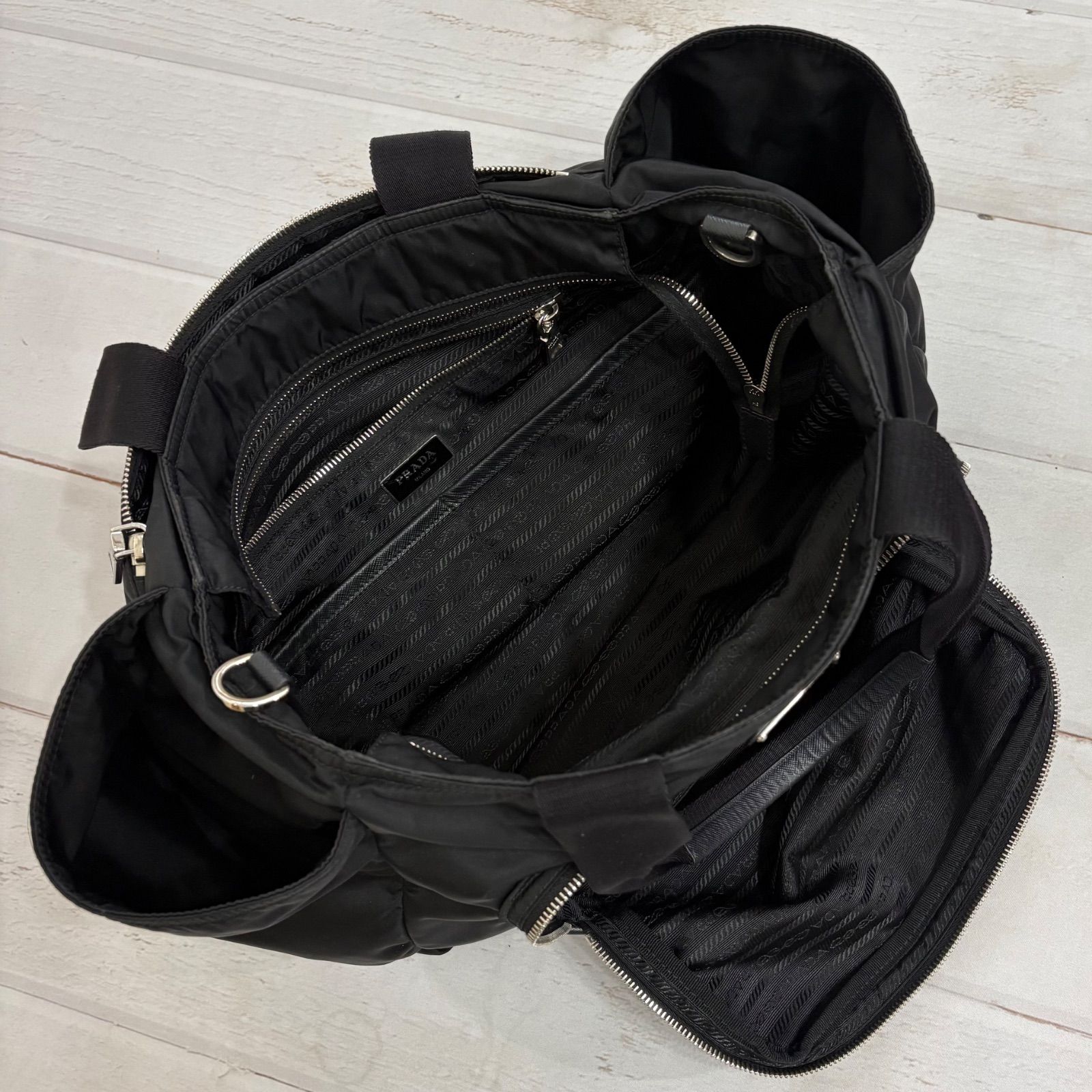 現行 PRADA プラダ Re-Nylon ベビーバッグ 1BG102 マザーズバッグ 2WAY