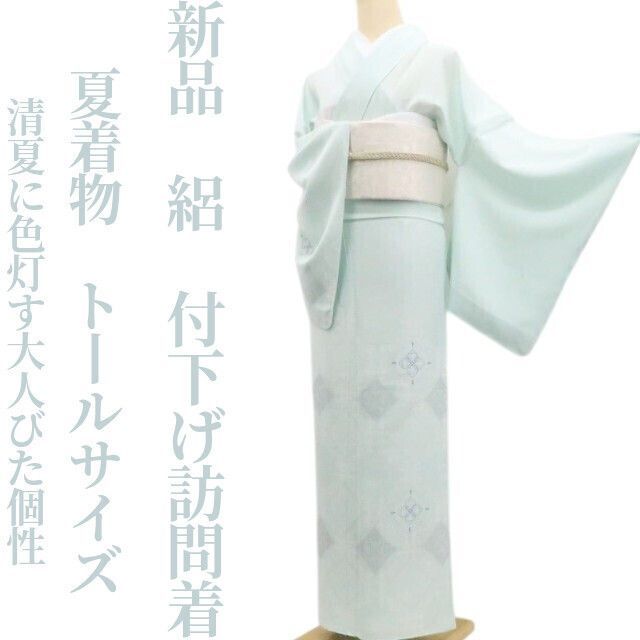 新品・夏付下げ訪問着】絽 夏着物 正絹 仕付け糸付 トールサイズ