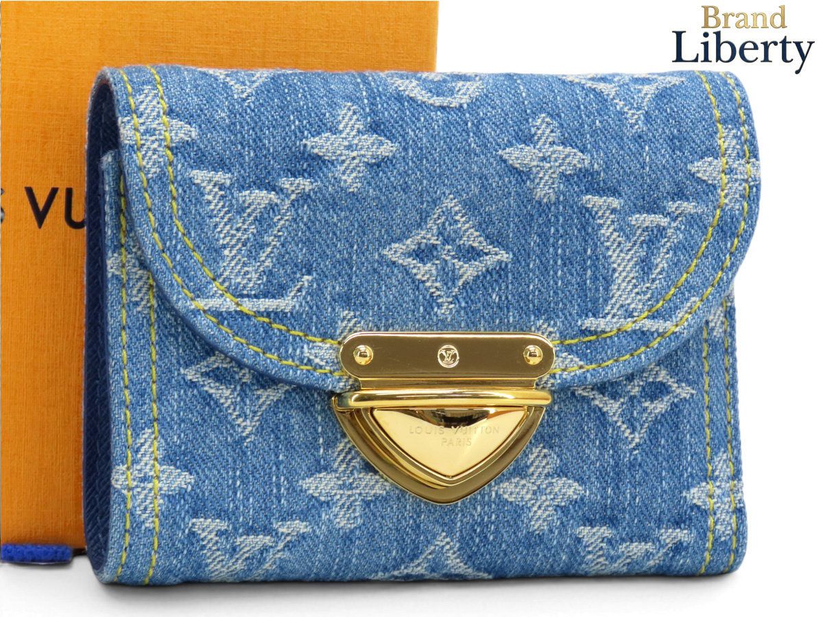 【激レア新古品】ルイヴィトン LOUIS VUITTON モノグラム デニム LV リミックス ポルトフォイユ ヴィクトリーヌ 三つ折り財布 コインケース コンパクト財布 ブルーデニム デニム レザー M82959