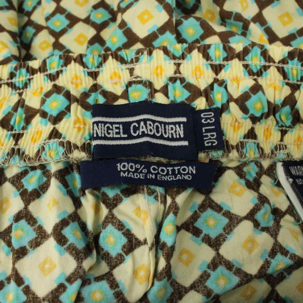 ナイジェルケーボン NIGEL CABOURN ショートパンツ L 黄 水色 総柄