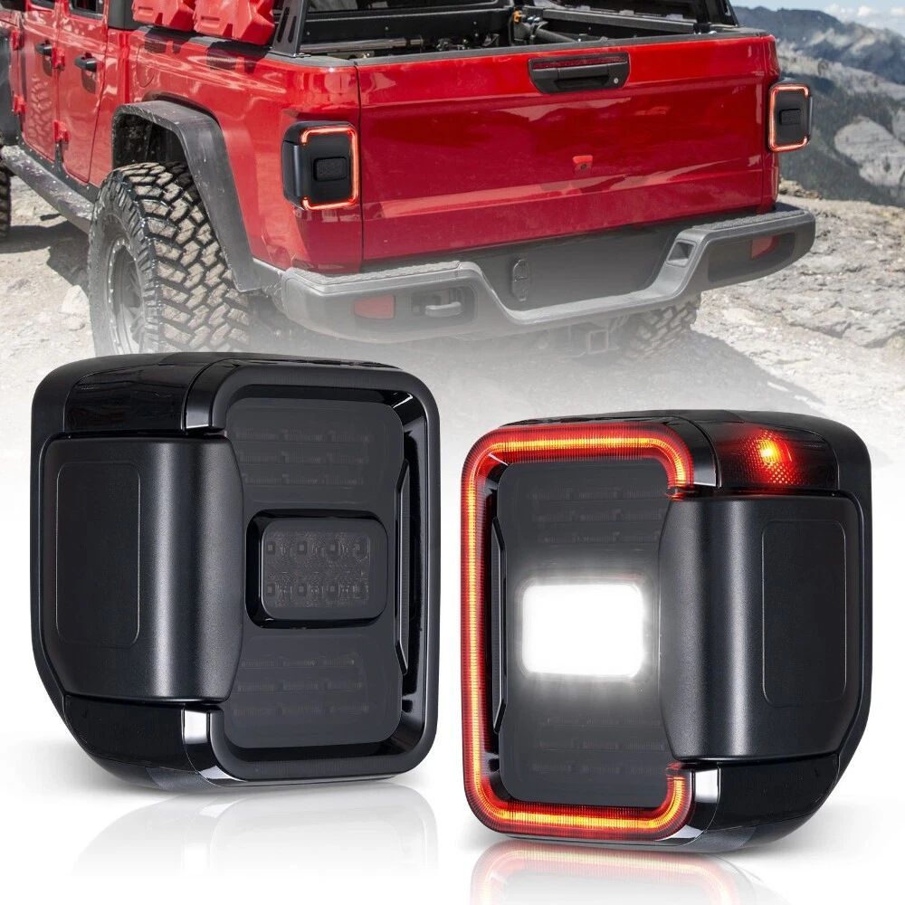 ジープ Jeep グラディエーター GLADIATOR JT 2020～2023年対応 リア用 LEDテールランプ ブラック ABS製 ブレーキ・バック・ウインカー・サイドライト