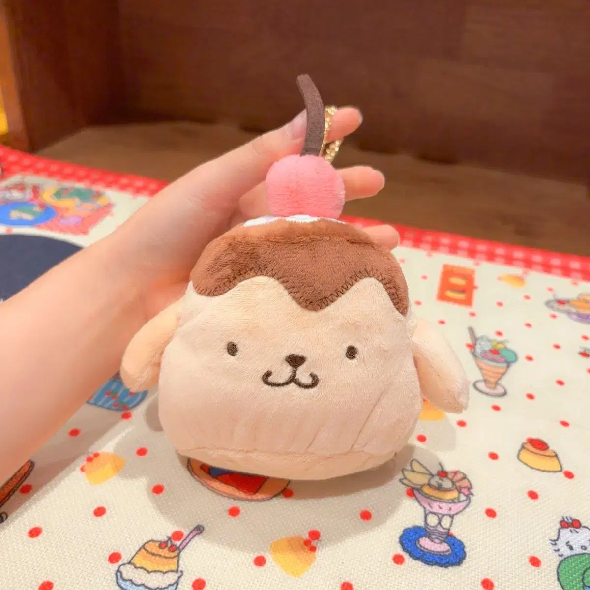 クラシック Sanrio ポムポムプリン プリン ぬいぐるみ ポーチ キーホルダー