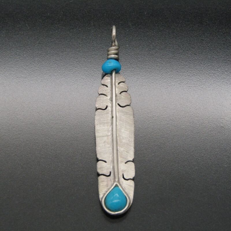 美品 Michael Kirk イスレタ族 ペンダント フェザー ターコイズ