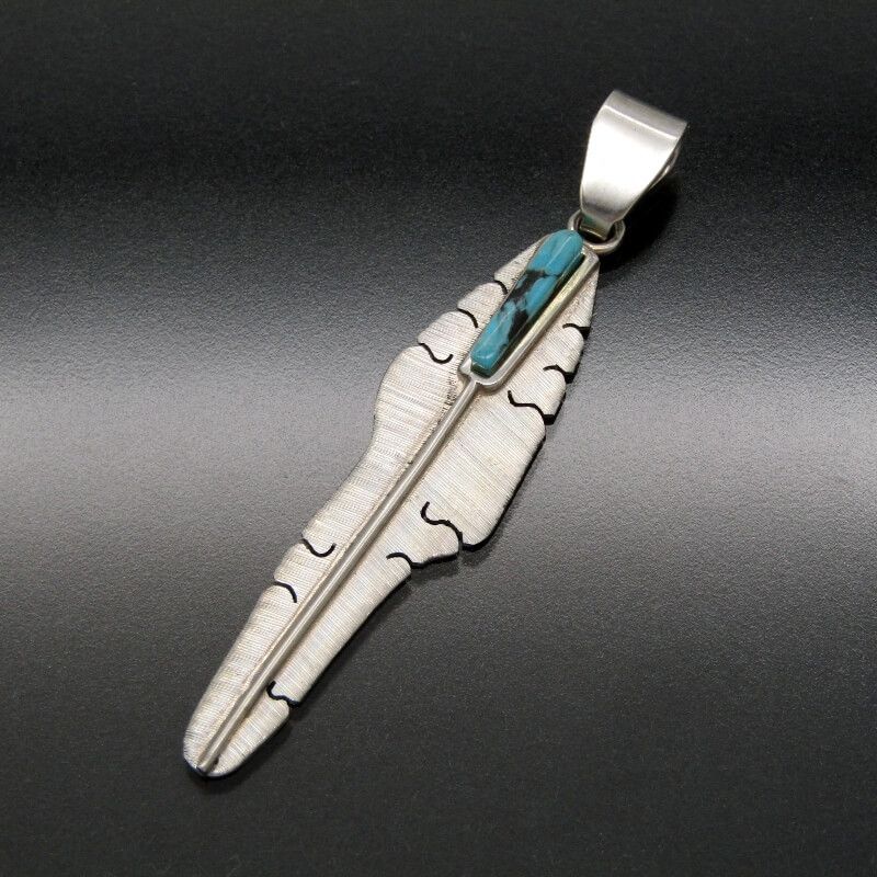 美品 Michael Kirk イスレタ族 ペンダント フェザー ターコイズ
