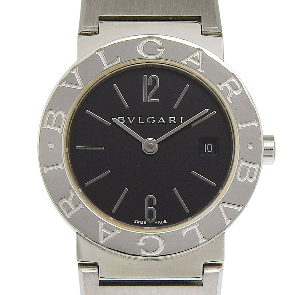【BVLGARI】ブルガリ ブルガリブルガリ BB26SS ステンレススチール クオーツ アナログ表示 レディース 黒文字盤 腕時計