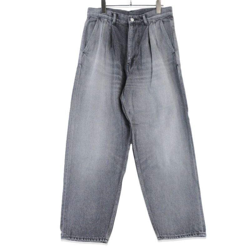 未使用 Graphpaper グラフペーパー Selvage Denim Two Tuck Tapered Pants GU261-40060LB BLACK LIGHT FADE 1 99001382