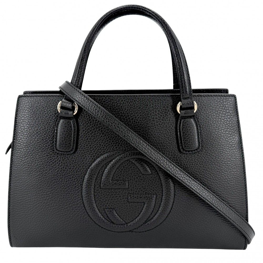 グッチ 2WAY レディース ハンドバッグ ショルダーバッグ ソーホー インターロッキングG GUCCI 431571 レザー ブラック 黒 ゴールド金具 美品【中古品】