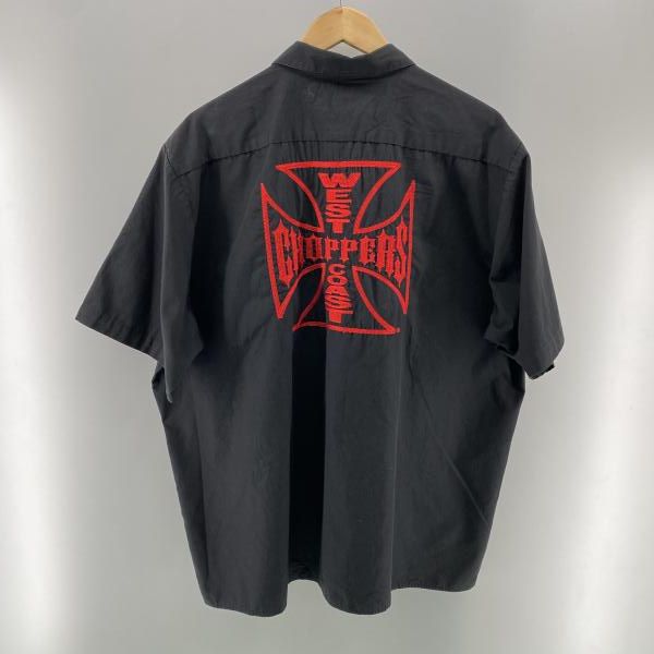 中古】WESTCOAST CHOPPERS 刺繍S/Sワークシャツ ブラック×レッド