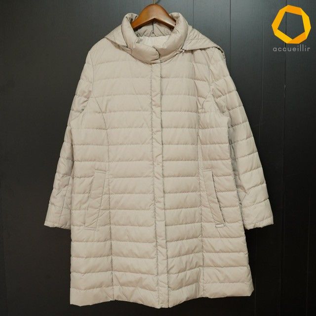 #wnc セシオセラ CECIOUCELA コート 40 グレー フード シンプル レザー混 ダウン フェザー レディース [1008141]