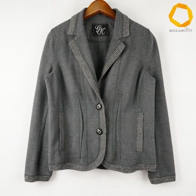 #wnc イタリヤ 伊太利屋 ジャケット 9 グレー リブ ラメ ロゴ レディース [1011941] 10,780円