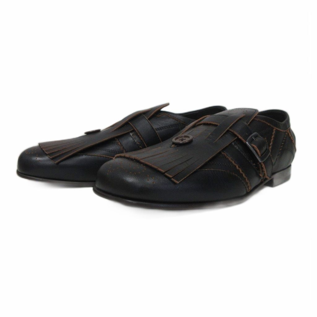 ヌルス NULLUS 極美品 26SS Monk 1 Teacore モンクストラップシューズ ローファー 42 黒 ブラック