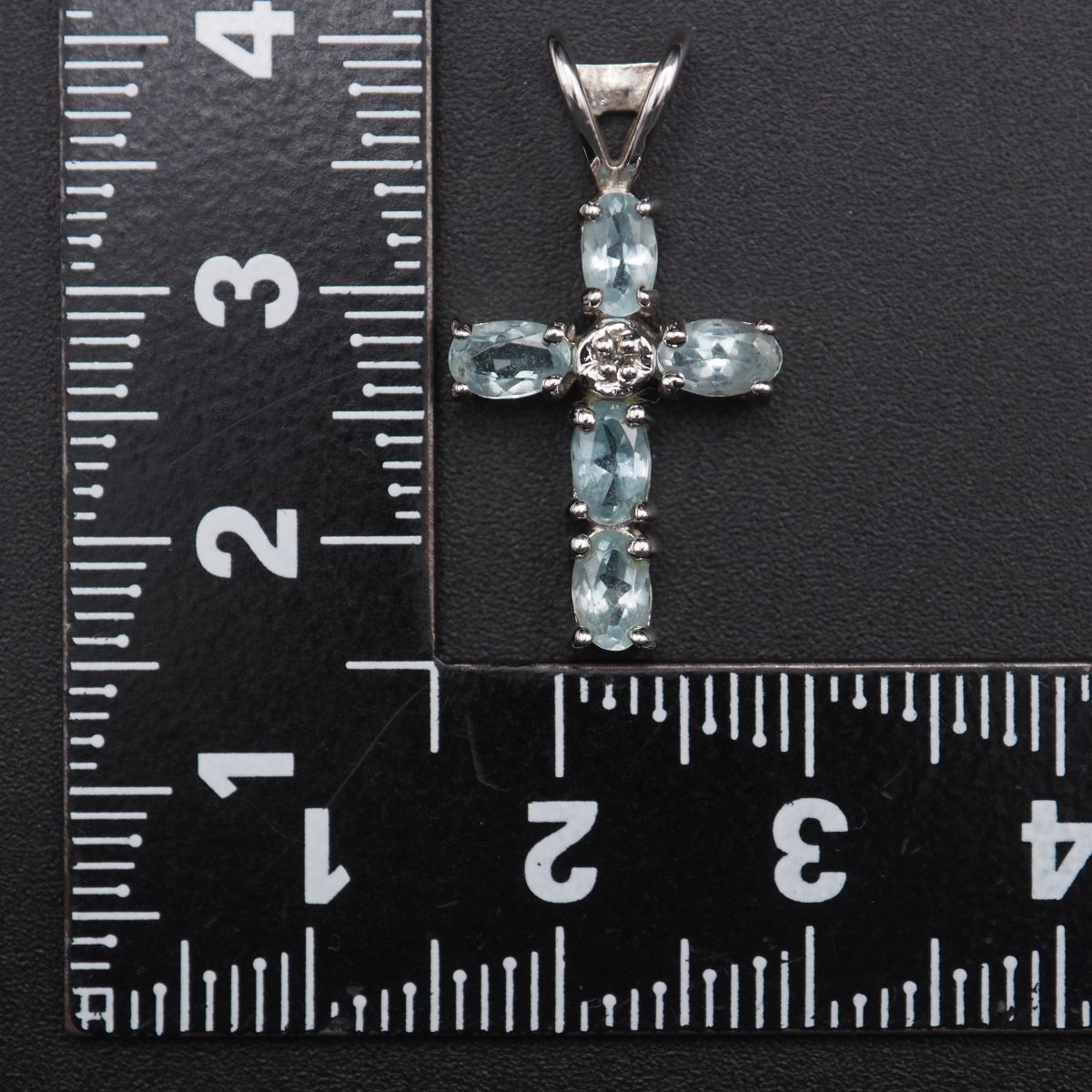 C026 ブルートパーズ 925刻印 ペンダント トップ 十字架 クロス