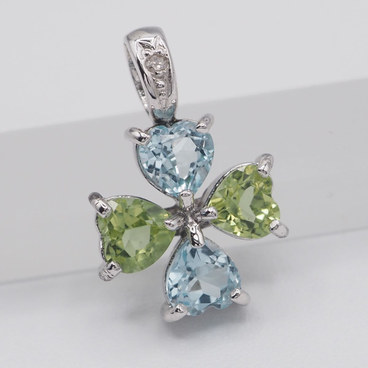 C011 ダイヤモンド 0.05ct ブルートパーズ ペリドット SILVER刻印