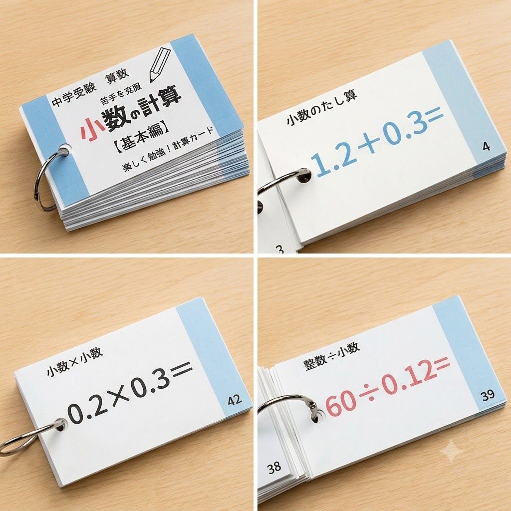 中学受験算数の基本セット 計算、一問一答カード スキマ時間 学習教材