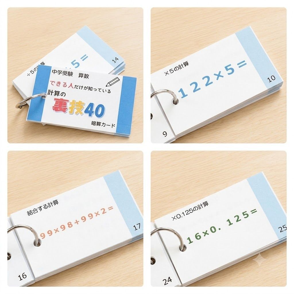 中学受験算数の基本セット 計算、一問一答カード スキマ時間 学習教材