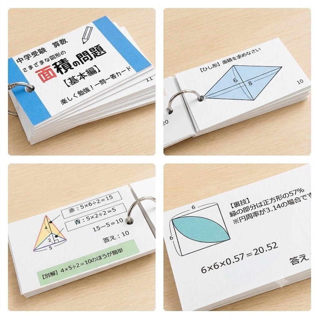 中学受験算数の基本セット 計算、一問一答カード スキマ時間 学習教材