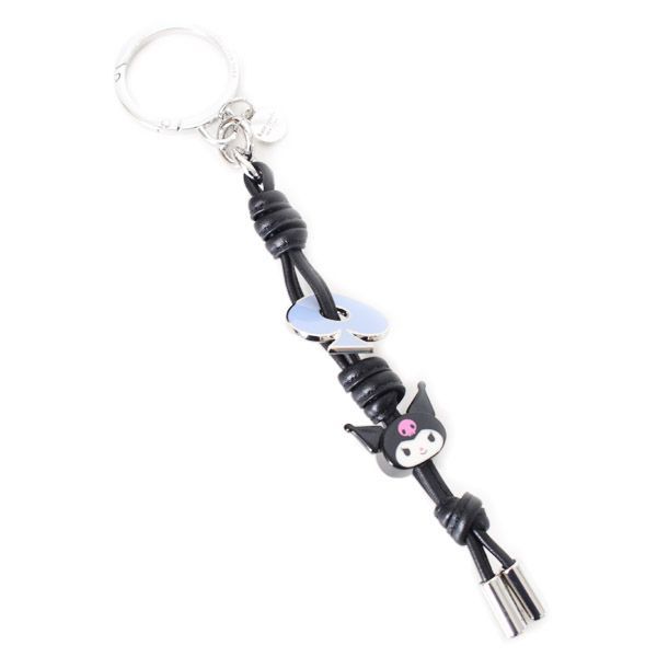 ケイトスペード クロミ キーホルダー katespade マイメロ レザー エナメル クロミちゃん ハローキティ フレンズ コラボ ロゴ キーフォブ チャーム キーホルダー ブラック KN822