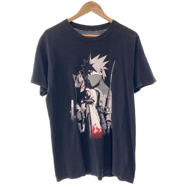 【中古】　NARUTO　Tシャツ　半袖　トップス　クルーネック　キャラクター　はたけカカシ　プリント　古着　/7047