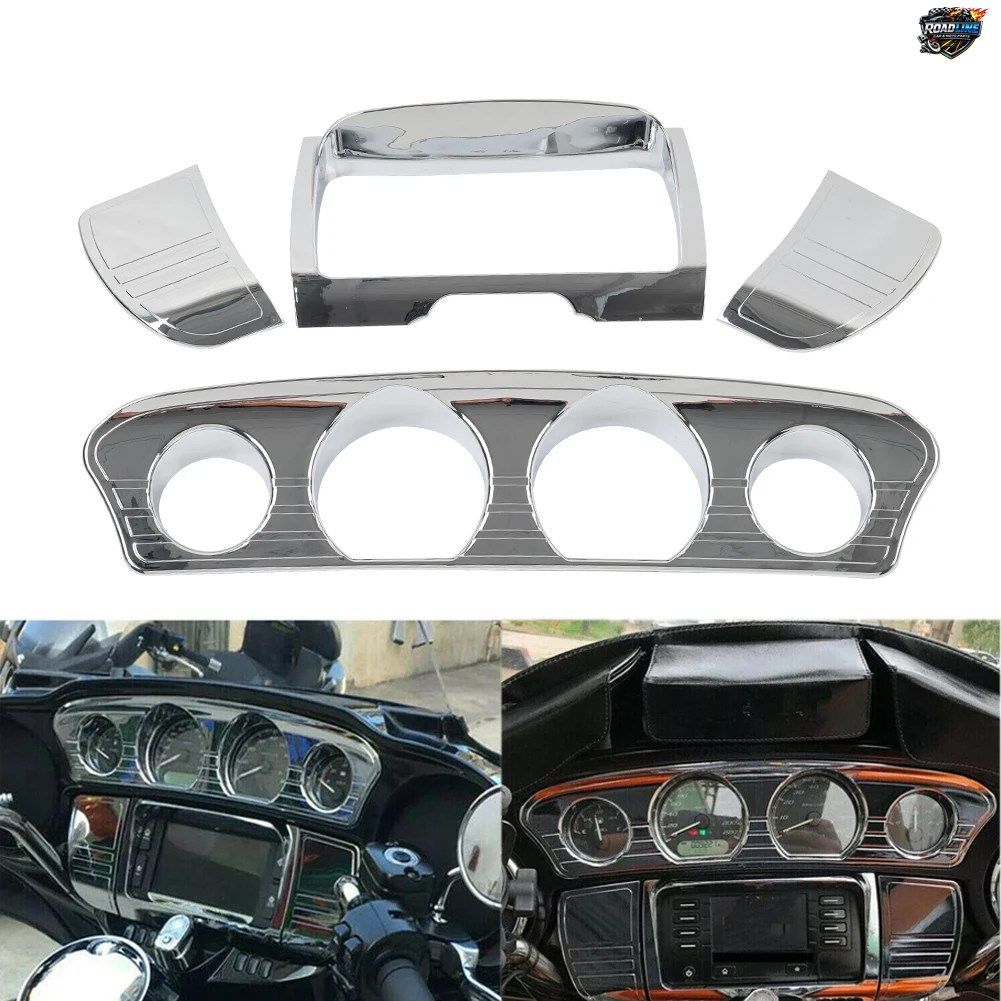 ハーレーツーリングモデル、エレクトラ、ストリートグライド（2014～2023年モデル）用、4ピース バイク用トライラインゲージステレオアクセ