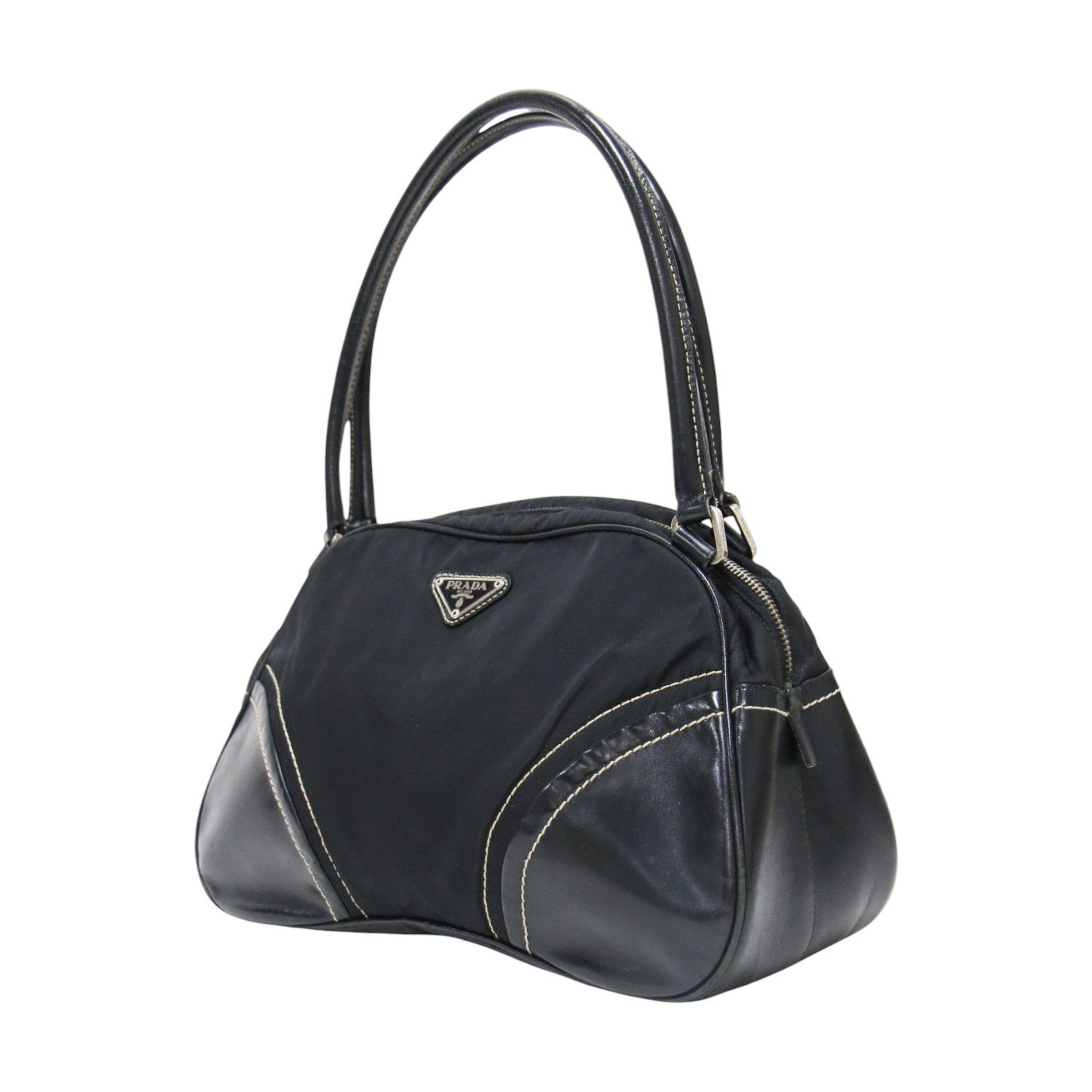 ヴィンテージ】PRADA プラダ バッグ ブラック 黒 ナイロン レザー ミニ