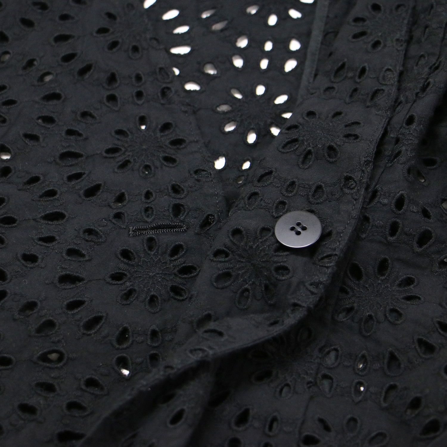 Ballsey ボールジー ジャケット ブラック 黒 サイズ:36(9号) コットン カットワークレース ノーカラー ジャケット 長袖 Vネック 刺繍 ベルト付き 日本製 アウター ブルゾン 上着 羽織り【レディース】【中古】